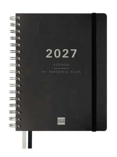 Finocam Tempus Agenda Espiral 16 Meses Semana Vista Vertical 155x217mm Negro