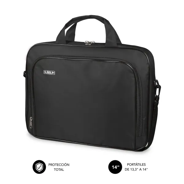 Subblim Estuche Oxford Portátil 13.3" A 14" - Protección Reforzada - Correas Ajustables -  Bolsillo Exterior - Color Negro