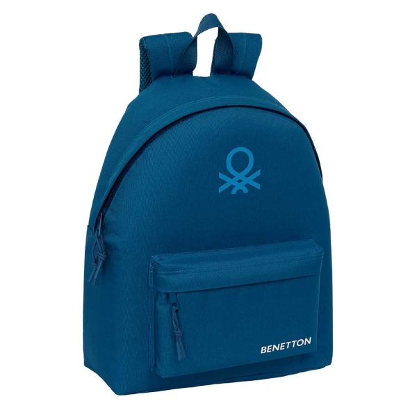 Safta Benetton Basics Marino Mochila - Bolsillo Frontal - Hombreras Acolchadas - Doble Tirador En Cremallera - Asa Superior De Transporte - 20.80L - 330X150X420Mm - Color Azul Oscuro