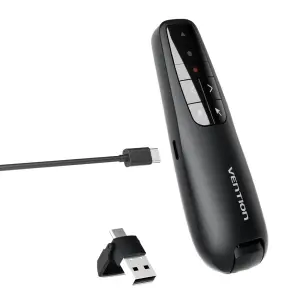 Vention Presentador Inalámbrico con Puntero Láser Rojo y Control de Cursor, USB-C, 50m