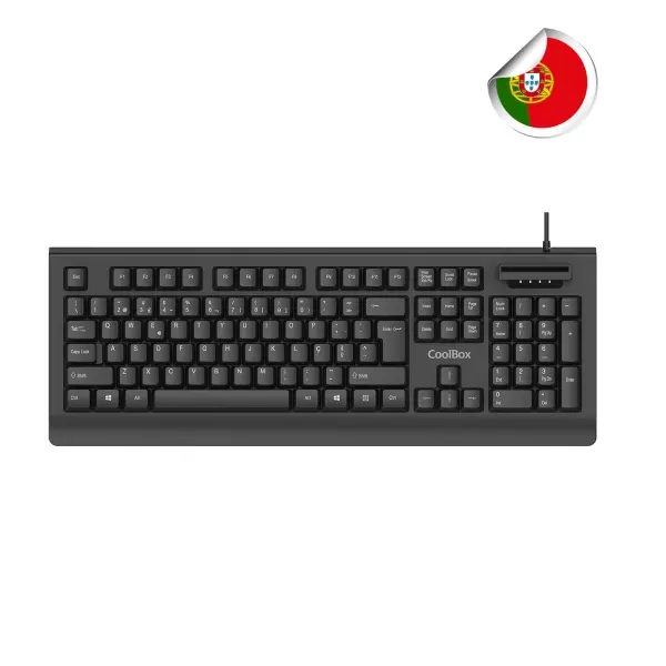 Coolbox TEC04DNIPT Teclado USB Portugués con Lector Smartcard Integrado - Negro