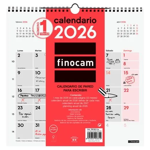 Finocam Calendario De Pared Para Escribir 30X30-300X300Mm Mv Neutro 2026