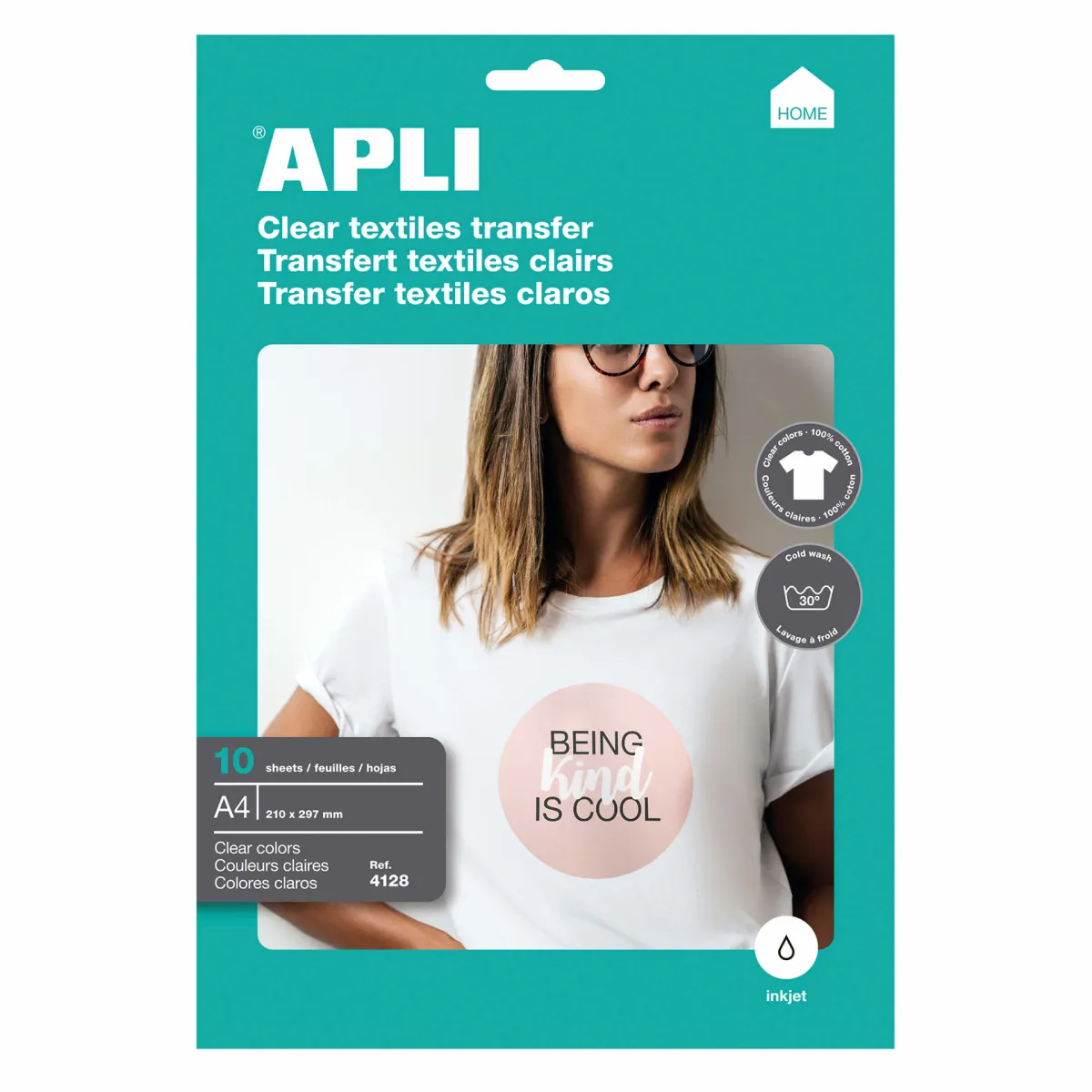 APLI PAPEL TRANSFER A4 PRENDAS BLANCAS INKJET PAQUETE 10H