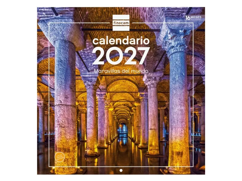 Finocam Calendario de Pared Maravillas del Mundo 16 Meses 300x300mm 170g/m2