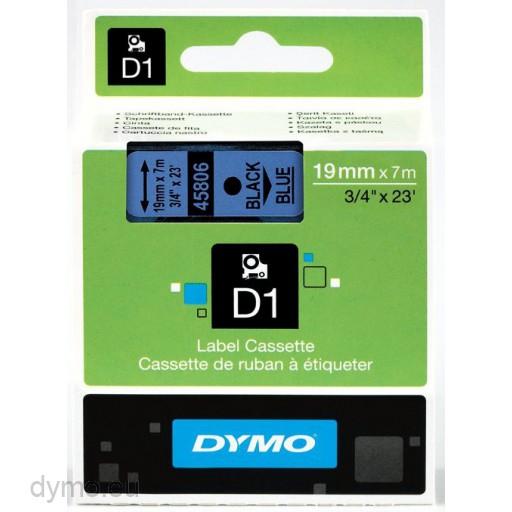 Dymo Cinta De Transferencia Térmica D1 45806. Etiquetas Estándar Negro Sobre Azul De 19Mmx7M. Poliester Autoadhesiva. Rotuladora Labelmanager