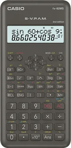 Casio Calculadora Científica FX-82MS-2 Negra 12 Y 10+2 Dígitos 240 Funciones