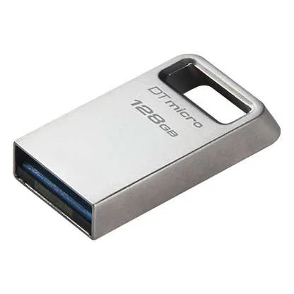 Kingston Datatraveler Micro Memoria Usb 128Gb - Usb 3.2 Gen 1 - Ultracompacta Y Ligera - Enganche Para Llavero - Cuerpo Metalico (Pendrive)