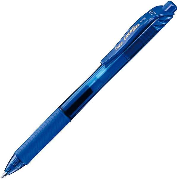 Pentel Energel X Boligrafo De Bola Retractil - Punta 0.7Mm - Trazo 0.35Mm - Tinta Gel - Recargable - Grip De Agarre - 50% De Materiales Reciclados - Color Azul