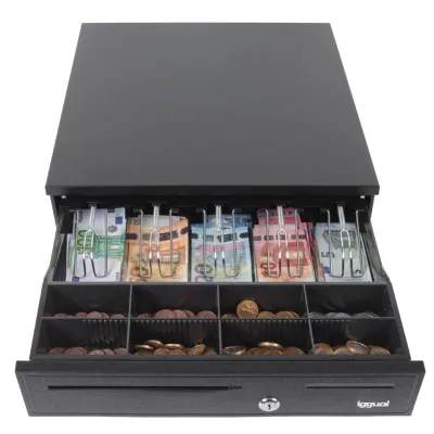 iggual Cajón Portamonedas IRON-20 42cm 4+8 Negro