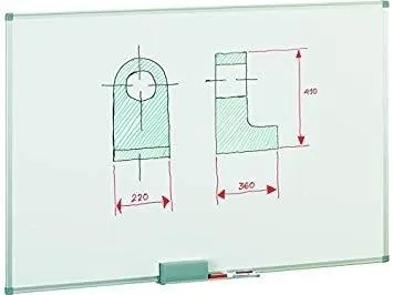Faibo Pizarra Blanca Acero Lacado Blanco Marco De Aluminio 60X90 Cm