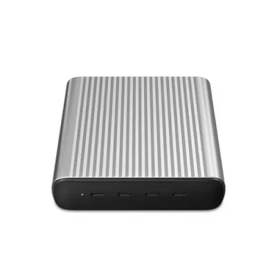 HYPER 245W GaN Desktop Charger Portátil para Smartphone y Tableta, Negro y Plata
