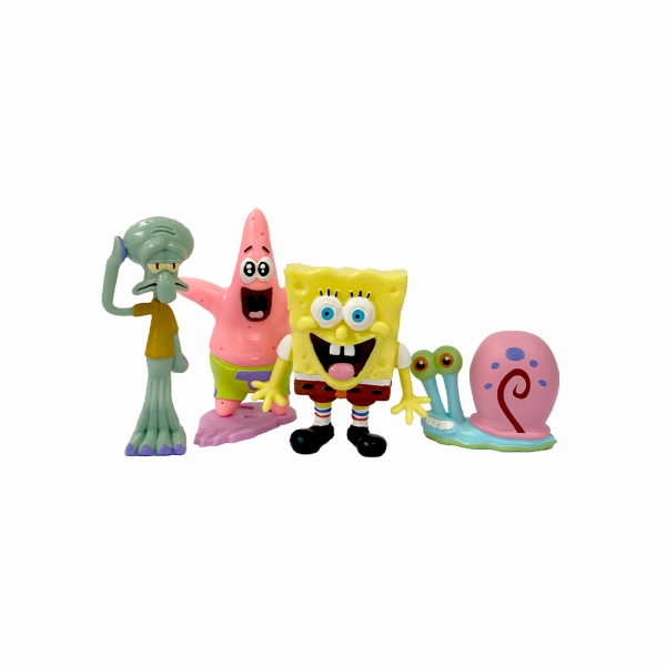 Comansi Set Familia Bob Esponja 4 Figuras - Coleccionable  - Bob Esponja, Calamardo, Patricio Y Don Cangrejo
