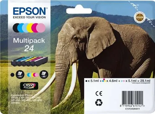 Epson T2428 (24) Pack De 6 Cartuchos De Tinta Originales - C13T24284011