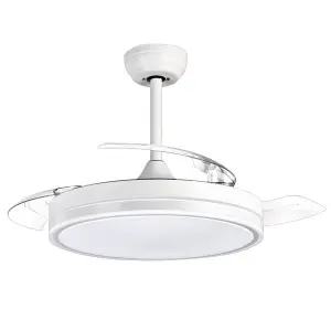 Muvip Ventilador de Techo Retráctil 30W con Luz LED 6000K y Temporizador
