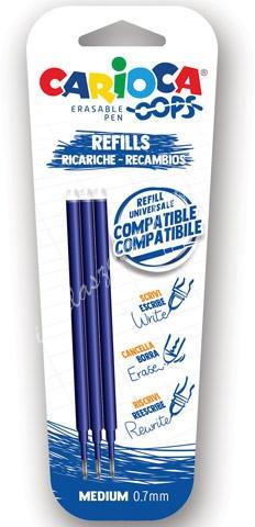 Carioca Recambio Bolígrafo Oops Borrable Azul - Blister De 3
