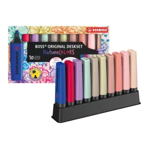 Stabilo Boss Naturecolors Pack de 10 Marcadores con Base de Agua y 4 Colores Nuevos