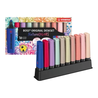 Stabilo Boss Naturecolors Pack de 10 Marcadores con Base de Agua y 4 Colores Nuevos