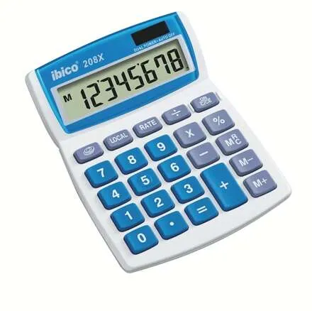 Ibico 208X Calculadora De Escritorio - Teclas Grandes - Lcd De 8 Dígitos - Funcion De Prorroga