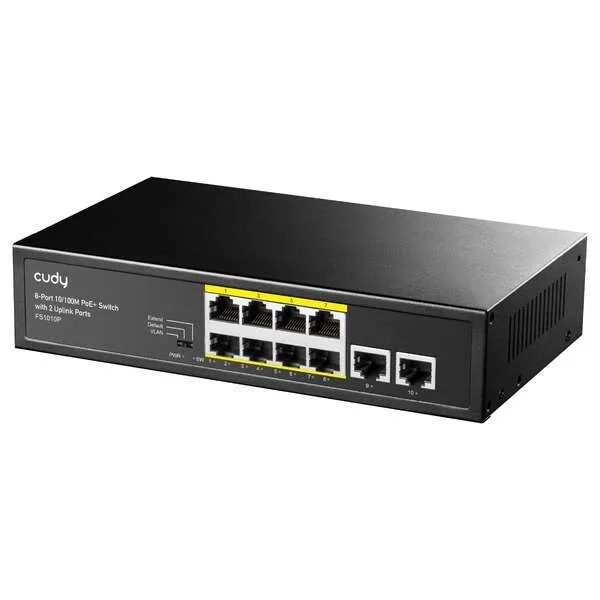 Cudy Fs1010P Switch Poe+ De 8 Puertos 10/100M Con 2 Puertos De Enlace Ascendente