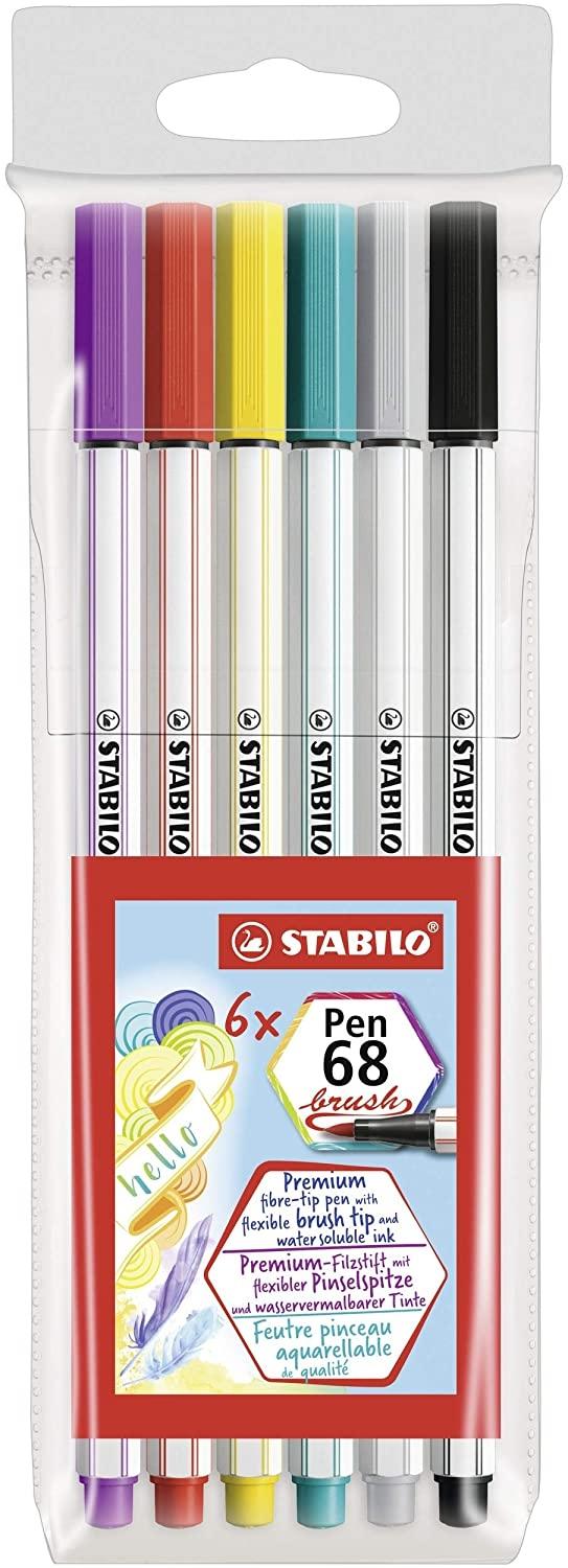 Stabilo Rotuladores Pen 68 Brush C/Surtidos Estuche Plástico 6 Ud