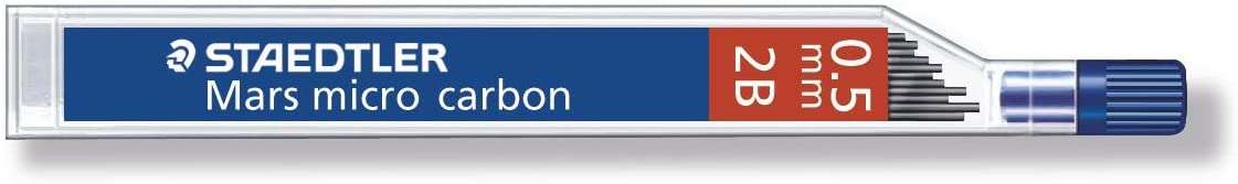 Staedtler Mars Micro Carbon 250 Tubo De 12 Minas De Grafito - Dureza 2B - Trazo 0.5Mm - Alta Resistencia