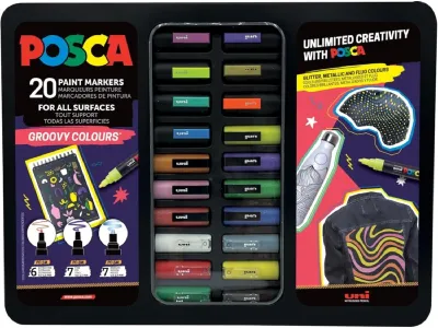 Posca Groovy Colours Maleta Metálica con 20 Marcadores de Pintura Surtidos