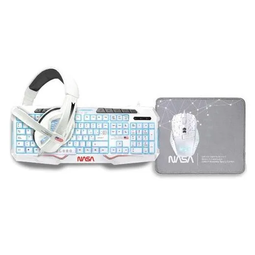 Nasa Kit Gaming Teclado + Ratón C/Cable + Alfombrilla + Auricular C/Microfono