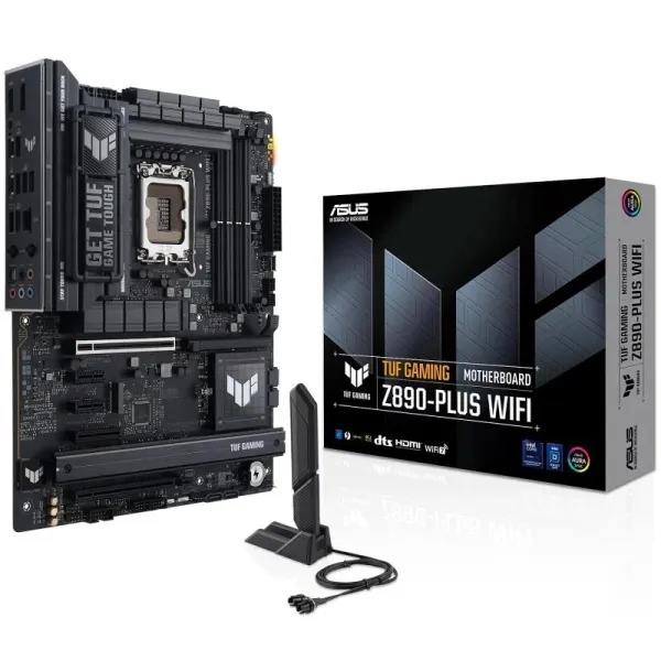 Asus Tuf Gaming Z890-Plus Wifi Placa Base Lga 1851 - Wifi, Bluetooth, Hdmi, Displayport, 4X Ddr5, 4X Sata Iii, M.2, Pcie 4.0 Y 5.0, Usb 2.0, 3.2, Usb-C, Rj-45