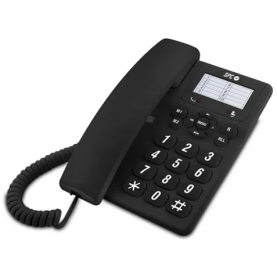 SPC Teléfono Fijo Teclas Extragrandes con 3 Memorias Directas - Color Negro