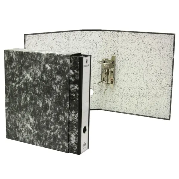 Bismark Archivador A-Z Jaspeado Folio Con Funda - Lomo 75Mm - Carton Forrado - Tarjetero En El Lomo - Mecanismo De Palanca - Color Negro Jaspeado