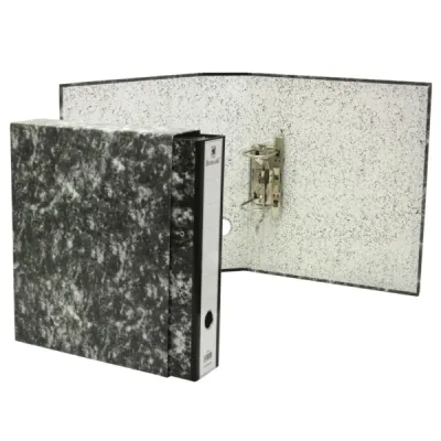 Bismark Archivador A-Z Jaspeado Folio Con Funda - Lomo 75Mm - Carton Forrado - Tarjetero En El Lomo - Mecanismo De Palanca - Color Negro Jaspeado