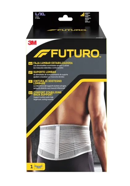 Futuro Faja Lumbar Estabilizadora Talla L/XL (99.1 - 127cm) Transpirable Color Gris