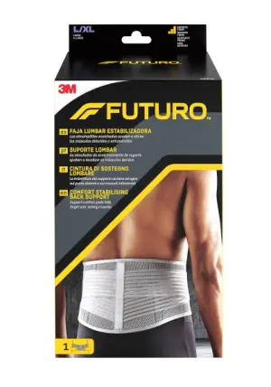 Futuro Faja Lumbar Estabilizadora Talla L/XL (99.1 - 127cm) Transpirable Color Gris