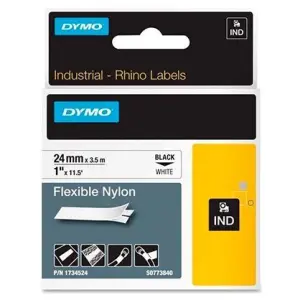 Dymo Cinta De Etiquetas Adhesiva ID1-24 Negro Sobre Blanco 24mm x 3.5m Nylon Flexible