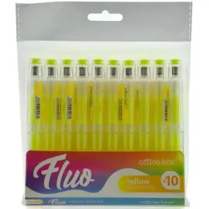 Office Box Marcador Fluorescente Recargable Amarillo Pack 10 Unidades