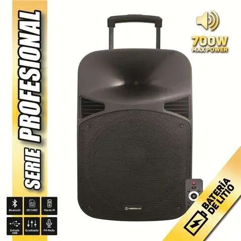 Coolsound Altavoz Autoamplificado Bluetooth 15" 700W con Batería y Mando a Distancia