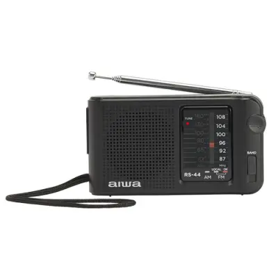 Aiwa RS-44 Radio Analógica Portátil AM/FM con Altavoz Integrado y Jack 3.5mm Negro Vintage