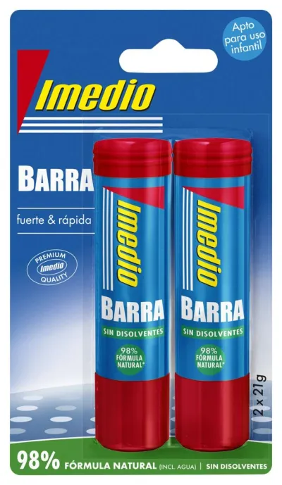 Imedio Pack de 2 Barras de Pegamento 21gr - Sin Disolventes - Lavable - Uso Escolar