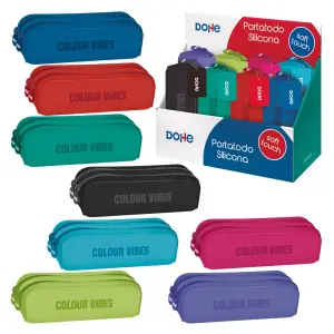 Dohe Colour Vibes Expositor con 8 Portatodos Dobles de Silicona, Cierre con Cremallera, Colores Surtidos