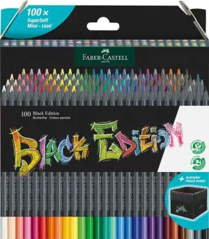 Faber-Castell Black Edition Pack de 100 Lápices de Colores Mina Supersuave Madera Negra