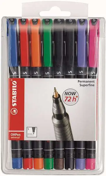 Stabilo OHPen Pack de 8 Rotuladores Permanentes Punta Superfina 0.4mm Colores Surtidos