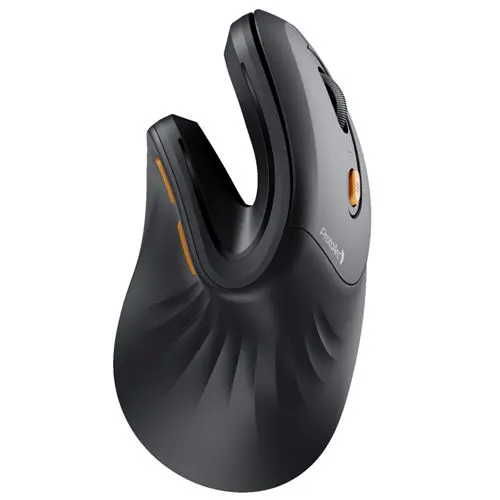 ProtoArc EM11 NL Ratón Vertical Ergonómico Inalámbrico 2400 DPI Bluetooth 2.4GHz Batería Recargable Negro y Naranja