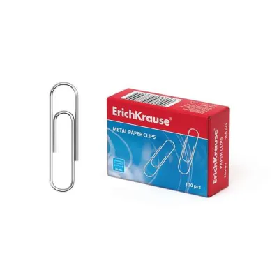 ErichKrause Caja de 100 Clips Metálicos Galvanizados 28mm Alta Resistencia Plateados