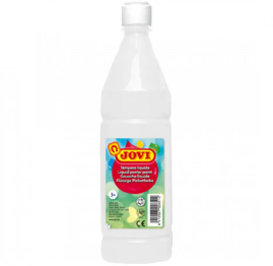 Jovi Tempera Paint 1000ml - Base Agua, Alto Poder Cubriente, Secado Rápido, Color Blanco