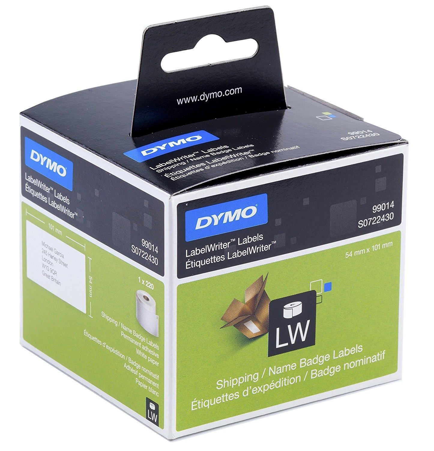 Dymo Etiquetas De Transferencia Termica Label Writer 99014, Negro Sobre Blanco De 54X101Mm (A X L). Etiquetas Grandes De Identificación/Envío. Rollo De 220 Ud