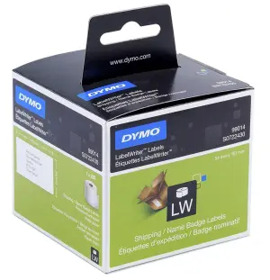 DYMO ETIQUETAS DE TRANSFERENCIA TERMICA 99014 - NEGRO SOBRE BLANCO - 54X101MM (AXL) - ETIQUETAS GRANDES DE IDENTIFICACIÓN/ENVÍO -LABEL WRITER  (ROLLO DE 220UD)