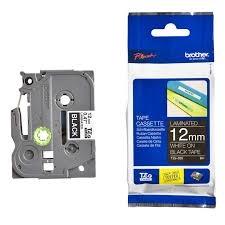 Brother Cinta Rotuladora Laminada Texto Blanco Sobre Negro - 12Mmx8M