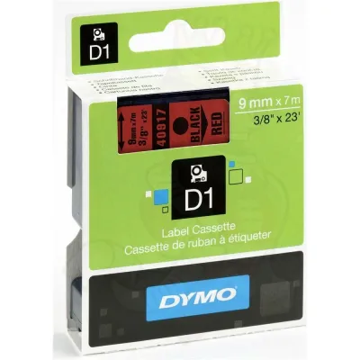 Dymo Cinta Transferencia Térmica D1 Negro Sobre Rojo 9mm x 7m para Rotuladora LabelManager