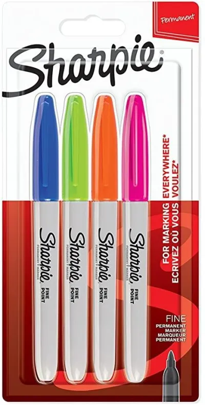 Sharpie Marcador Permanente Fine Punta Redonda 0.9Mm C/Surtidos Neón Blíster 4 Ud