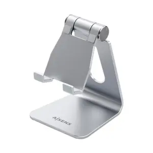 Aisens Soporte De Sobremesa Ajustable Con 1 Pivote Para Tablet/Móvil Plata